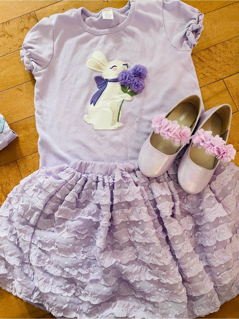 Gymboree Easter Lavender Bunny Ruffle Tulle Dress with Floral Accent size 10